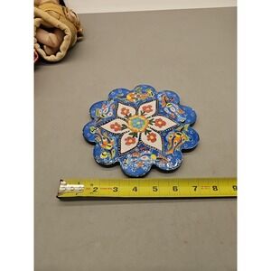 Handmade Turkish Ceramic Pottery Star-Shape Tile Trivet Cottage Core